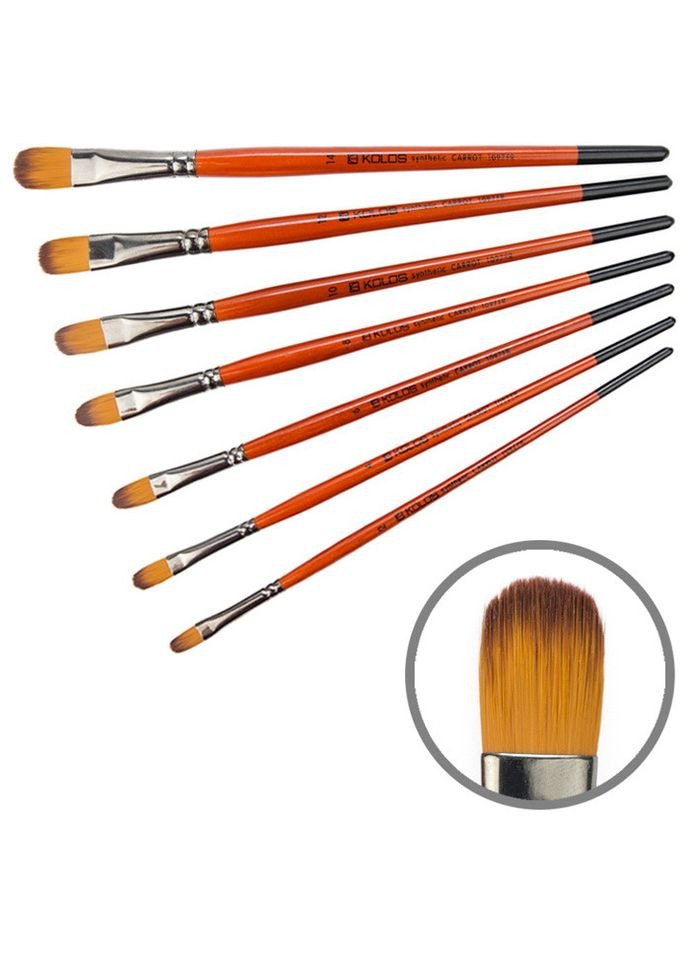Кисть синтетика овальная Carrot 1097FR №12 короткая ручка Kolos (362580352)