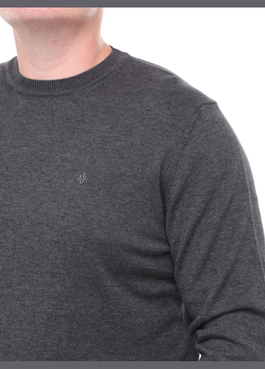 Темно-серый зимний свитер мужской серый тонкий однотонный джемпер MarcoStar Приталена