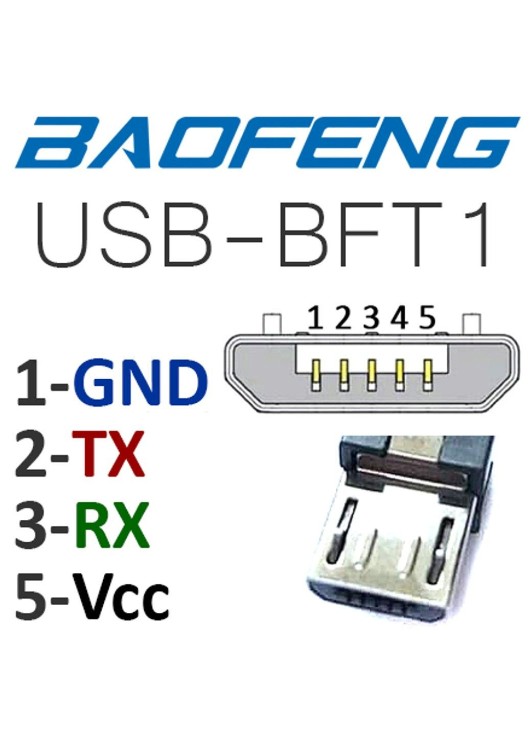 Кабель для программирования раций BF-T1 и других с microUSB разъёмом ОРИГИНАЛ Baofeng (292312850)