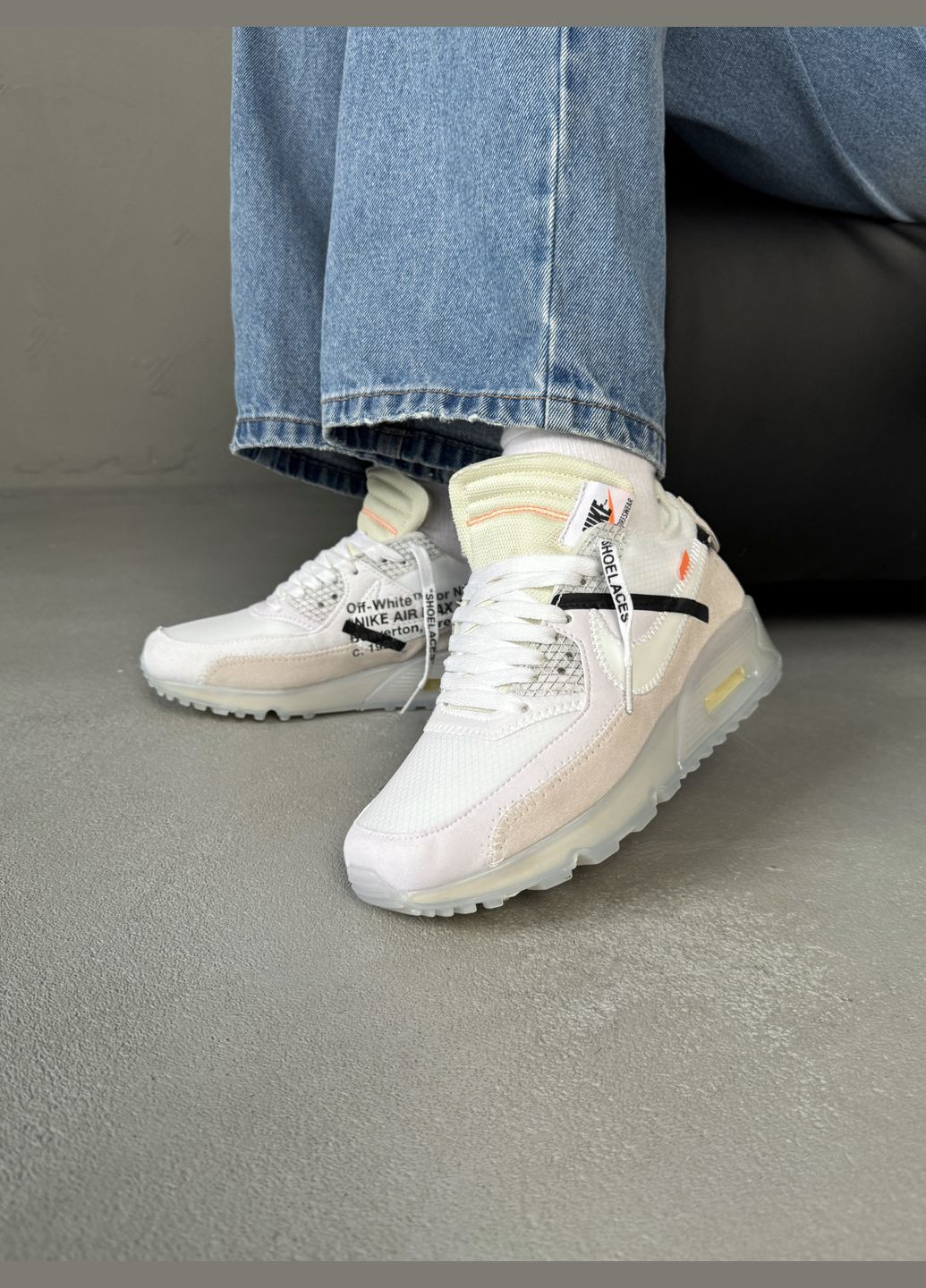 Белые демисезонные кроссовки мужские nike air max 90 x off-white white | найк аир макс 90 белые No Brand