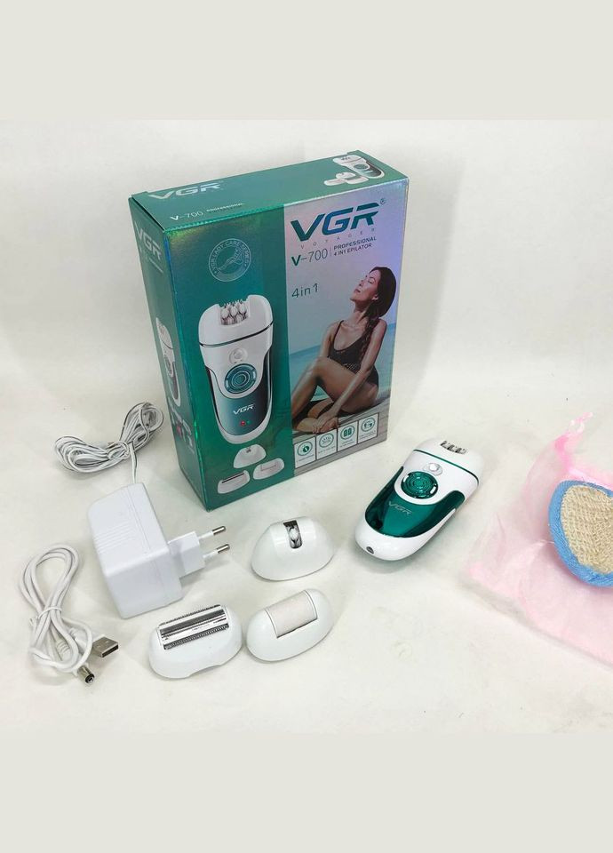 Эпилятор V-700 Женский беспроводной с подсветкой для ног и зоны бикини, пемза, электробритва для ног VGR (364664270)