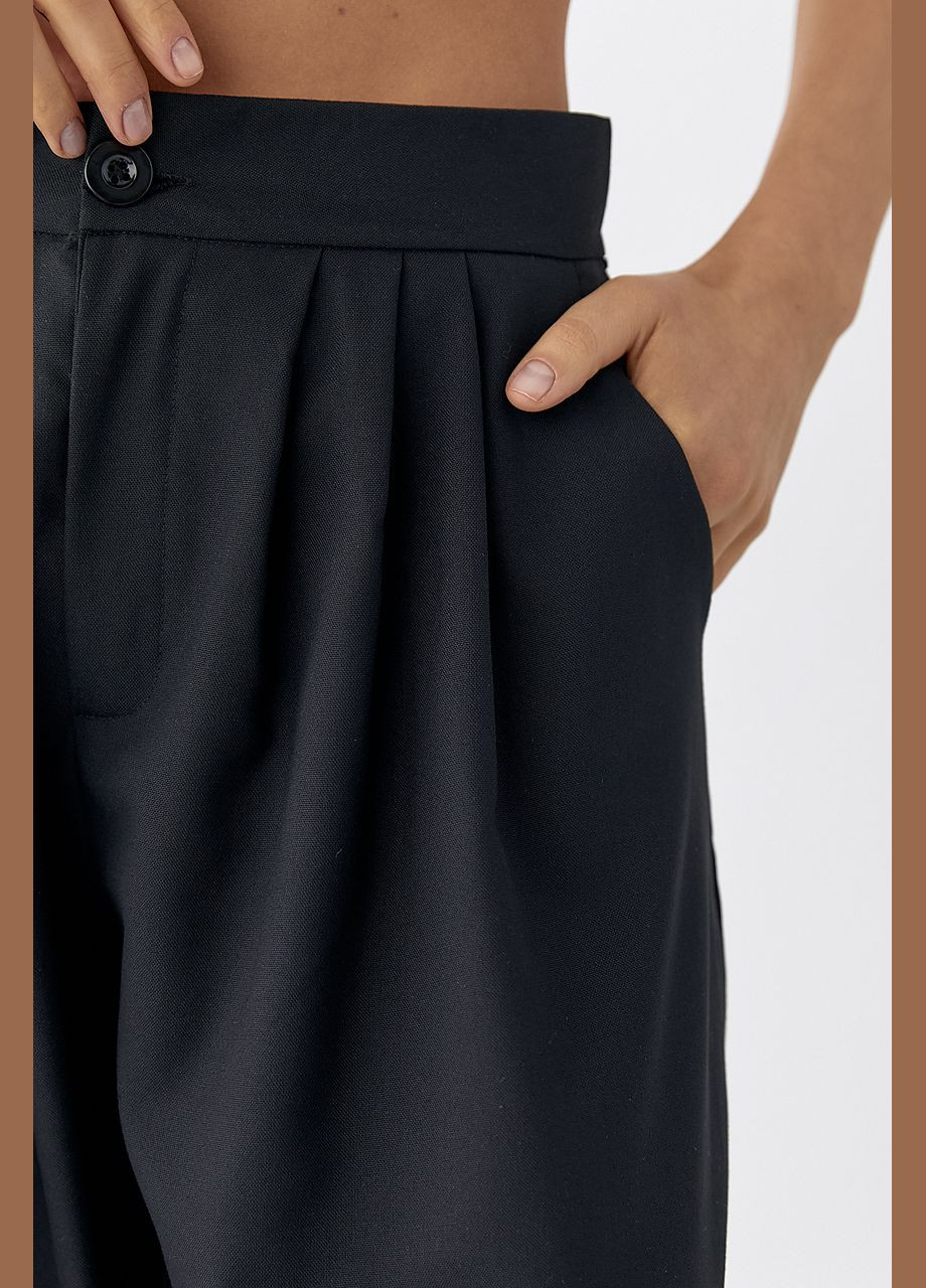 Класичні широкі штани зі складками - сірий Lurex (324392817)