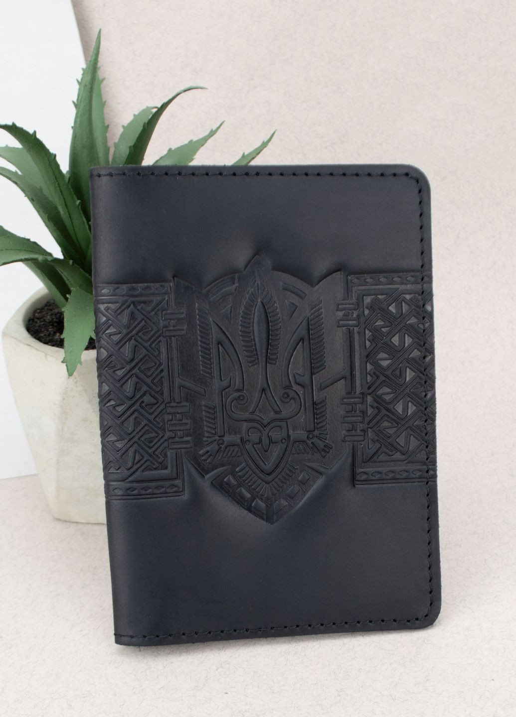 Подарунковий чоловічий набір №86: портмоне + ремень + обкладинка на паспорт (чорний) HandyCover (278320062)