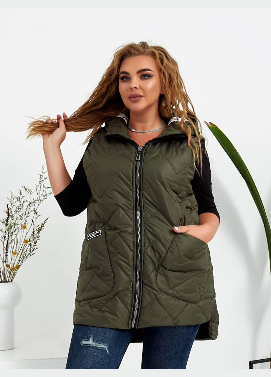 Жіночий жилетка з накладними кишенями оливкового кольору New Trend (304989147)