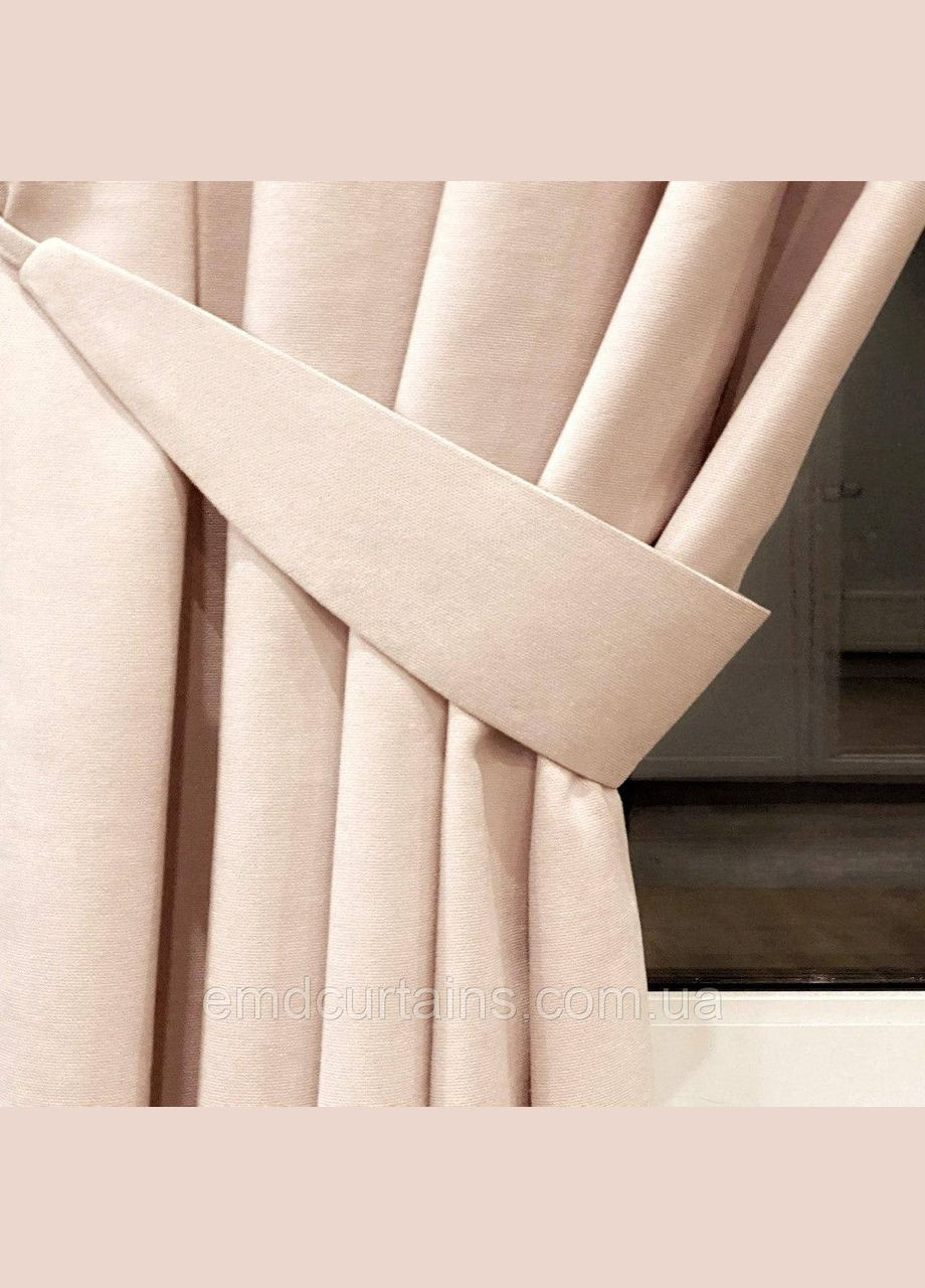 Комплект шторы на серых люверсах 2 шт с подхватами 205х250 см. микровелюр Розово-пудровый No Brand (337358043)