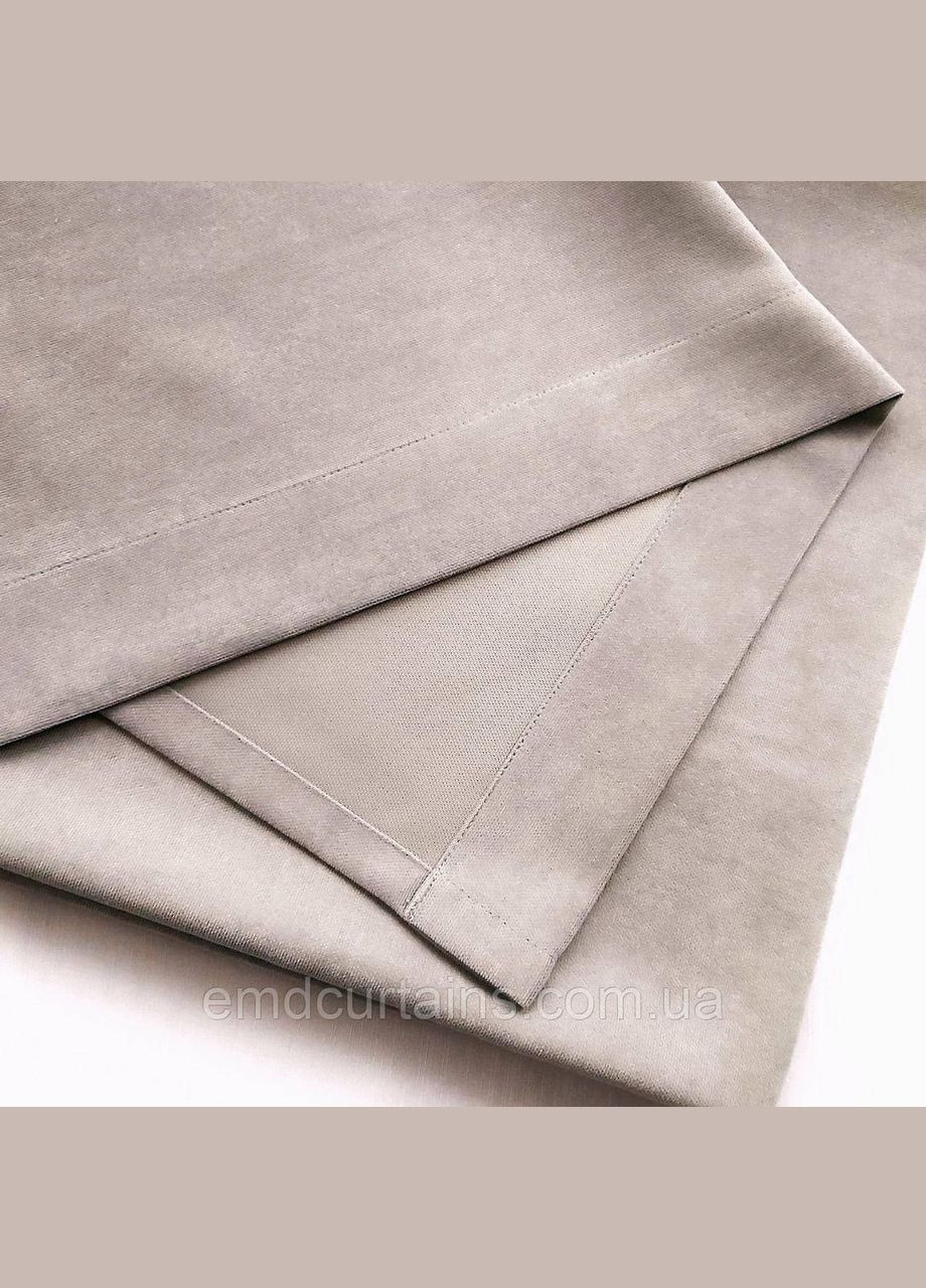 Комплект шторы на серых люверсах 2 шт с подхватами 385х250 см микровелюр Беж-капучино No Brand (337354493)