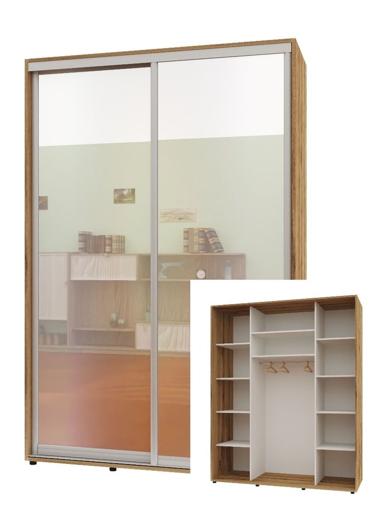 Шкаф-купе двухдверный Комфорт Мебель 160*60*240 см Дуб золотой 2 двери Зеркало Макси Комфорт Меблі (360463227)