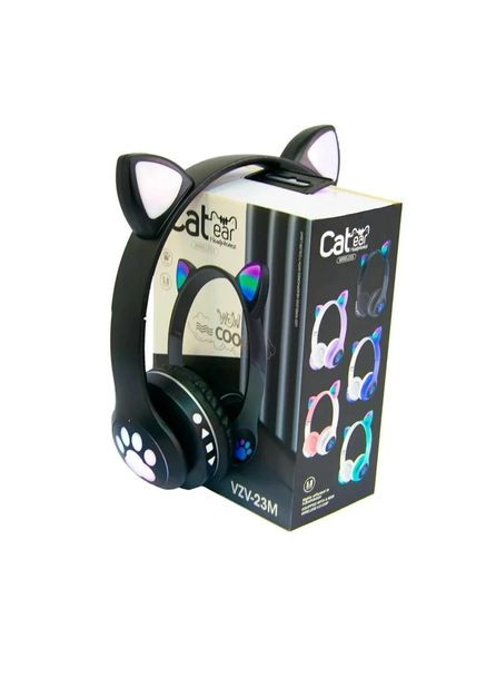 Бездротові Bluetooth навушники з вушками та підсвічуванням 120-20000Гц 105дБ 32Ом Cat Ear VZV-23M Black No Brand (361036368)