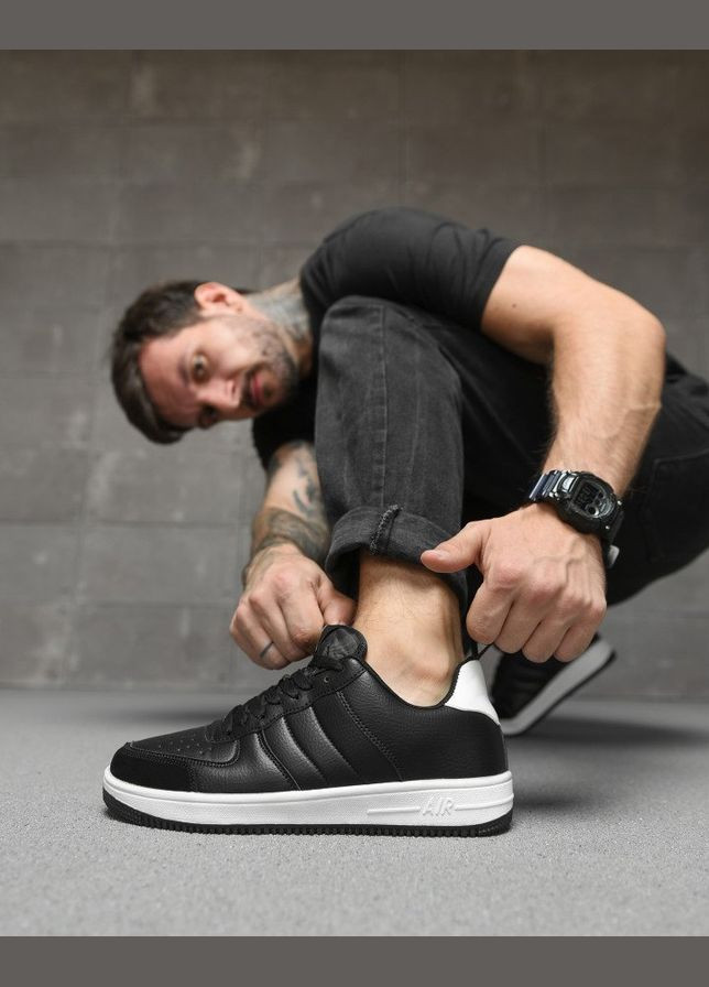 Черные демисезонные стильные мужские кроссовки черные с белой подошвой No Brand