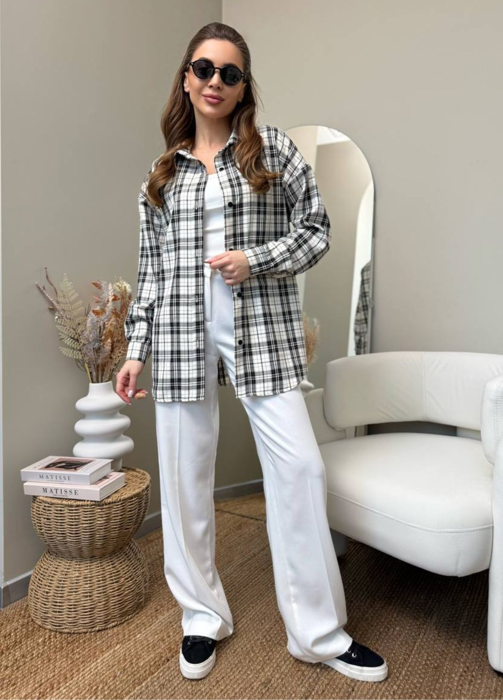 Серая кэжуал рубашка в клетку Allthings с длинным рукавом