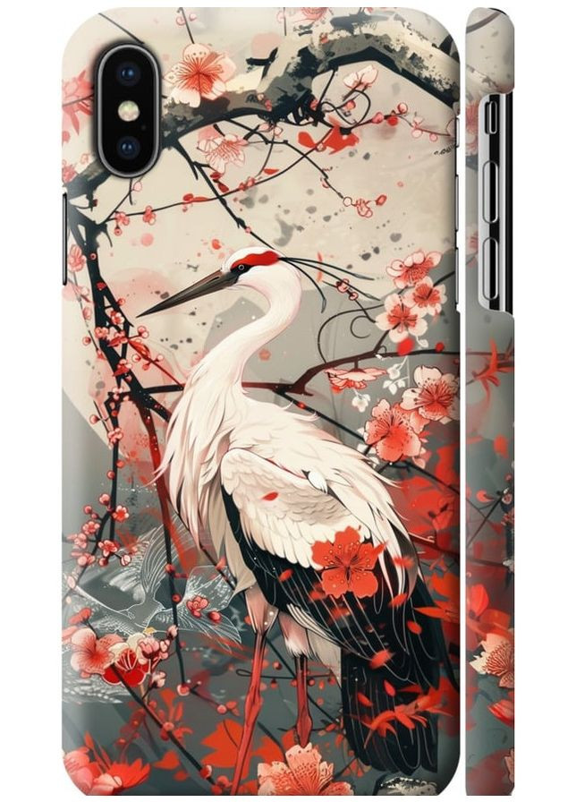 3D пластиковый матовый чехол 'Аист в цвету сакуры' для Endorphone Apple iPhone X (291420169)