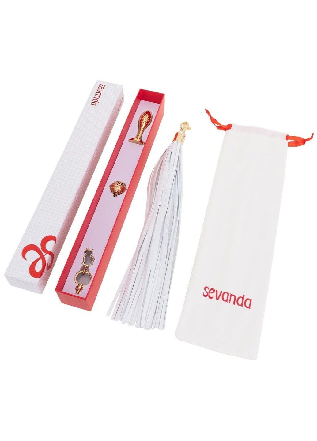 Металева анальна пробка Хвіст поні SEVANDA White Pony-Tail Anal Pear-shape Plug Lockink (315497933)