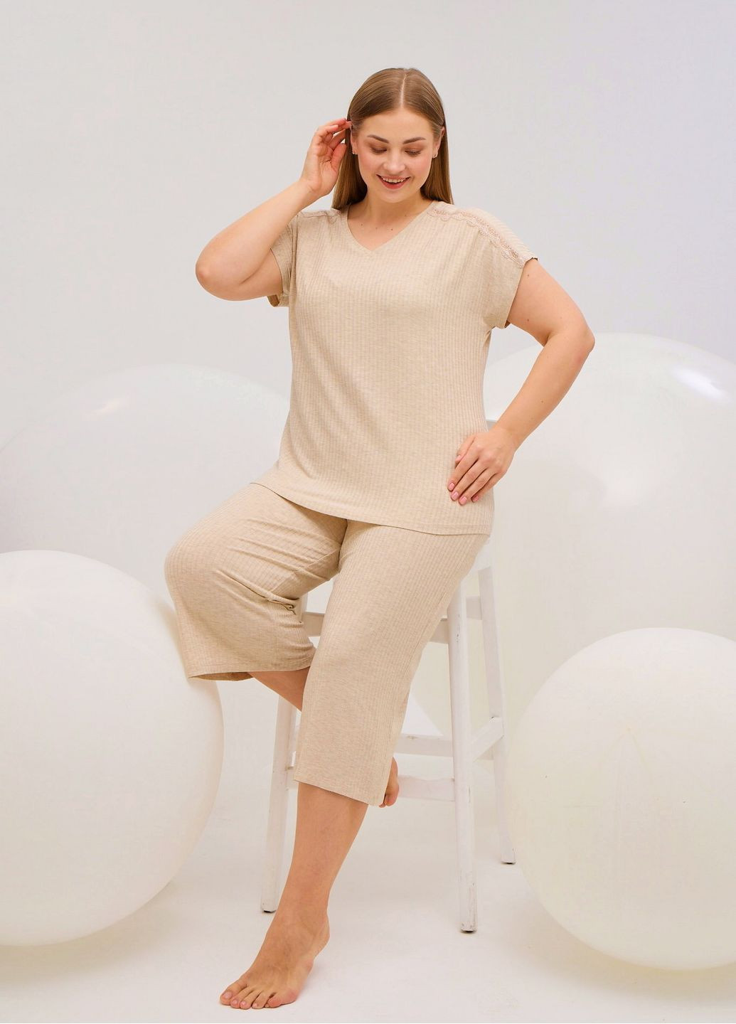 Бежева жіноча піжама Sevim