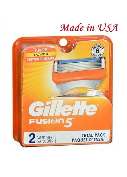 Сменные картриджи для бритвы Fusion5 (2 шт) Made in USA Gillette (278773609)