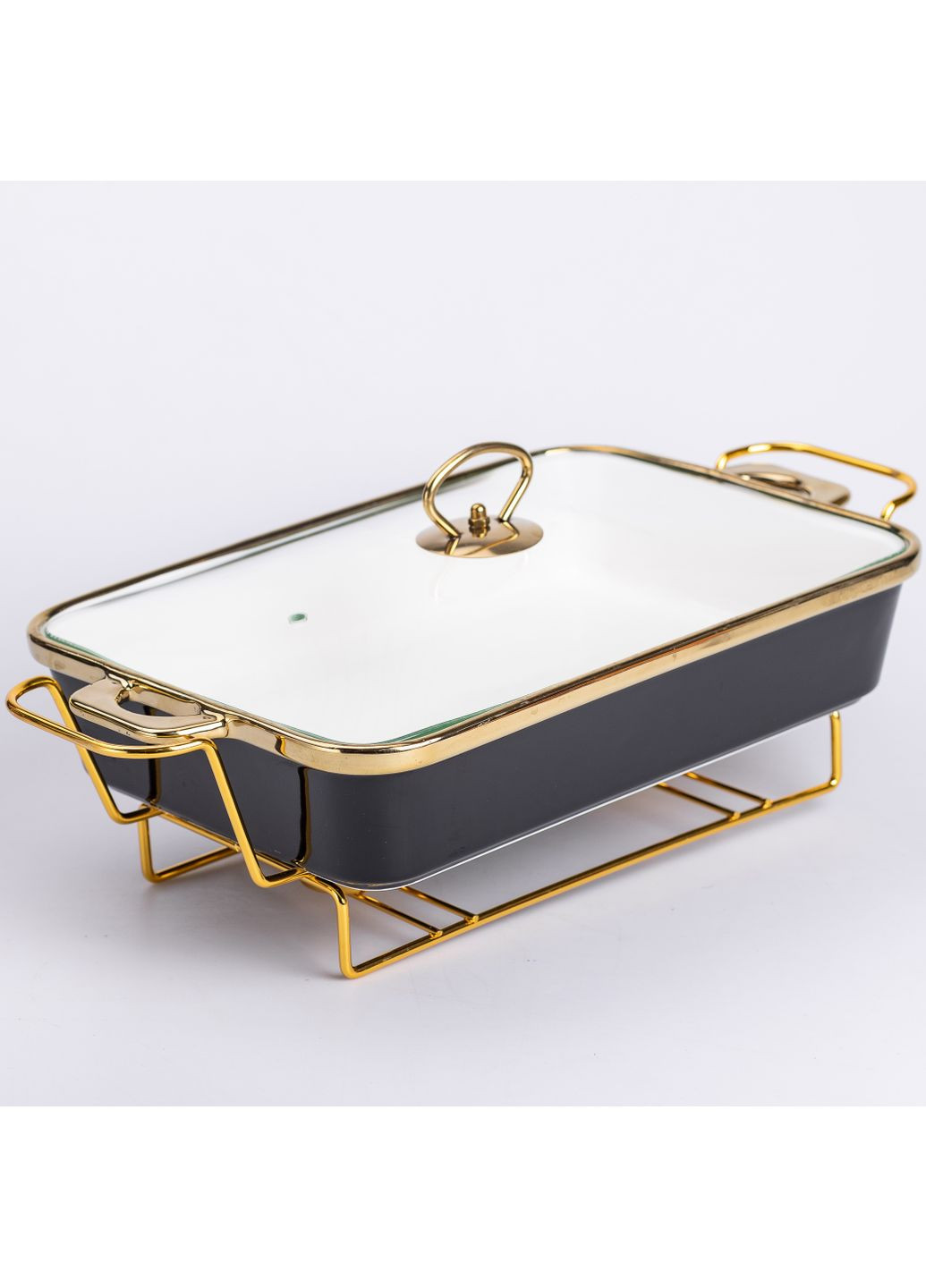 Мармитница керамическая прямоугольная Yiwu HTJ-1003 2л с подставкой черный No Brand (358885732)