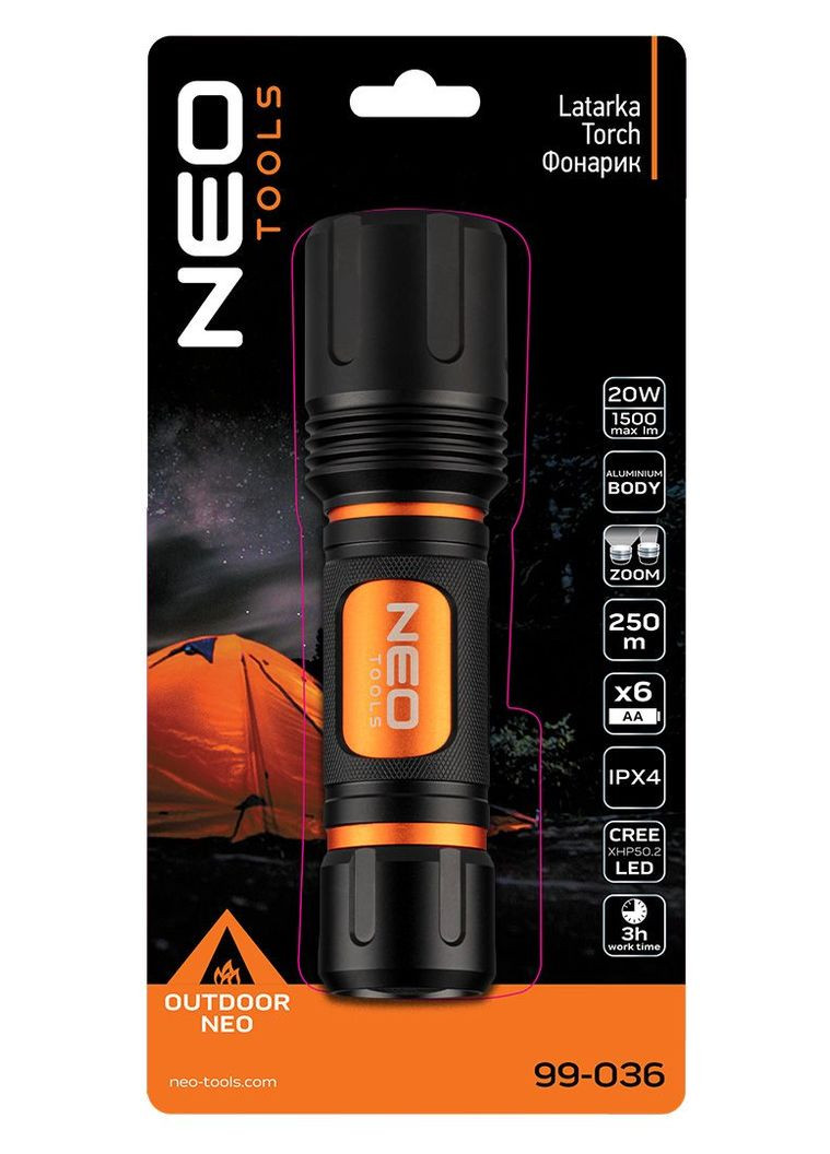 Фонарь NEO, 20Вт, 1500 люмен, LED CREE XHP50.2 LED Neo Tools (315504177)