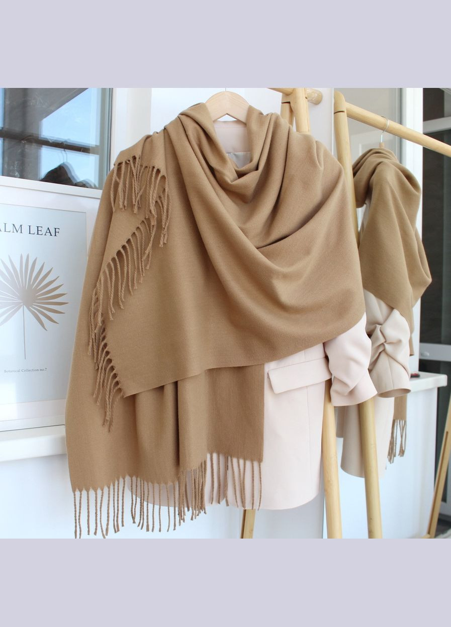 Кашеміровий однотонний шарф "Жасмін" Кавовий 104010 Cashmere (322502083)