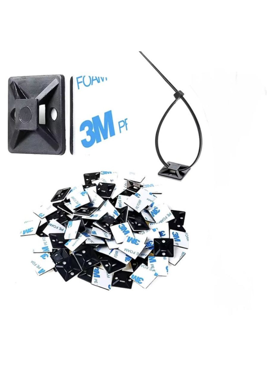Органайзер Фиксатор кабеля под стяжки хомут держатель самоклеящаяся площадка 3M 5 шт L Черный Captain (360547087)