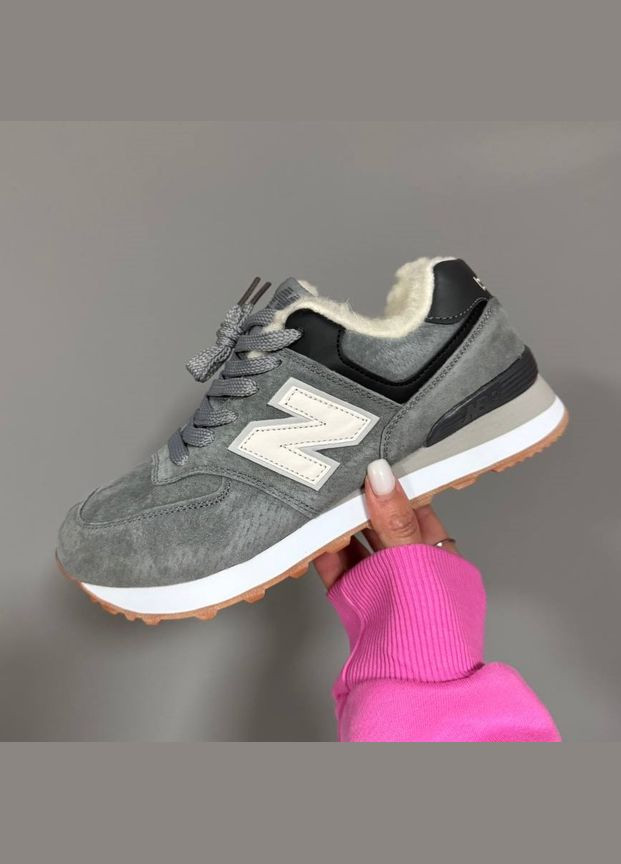 Кросівки зимові жіночі New Balance 574 winter gray white fur | Нью Беланс 574 сірі білі з хутром No Brand сірі зими (308360742)