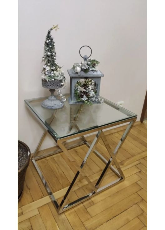 Журнальний стіл Zegna B 55х55 Прозорий / Срібний ZEGNABS Signal (372178114)