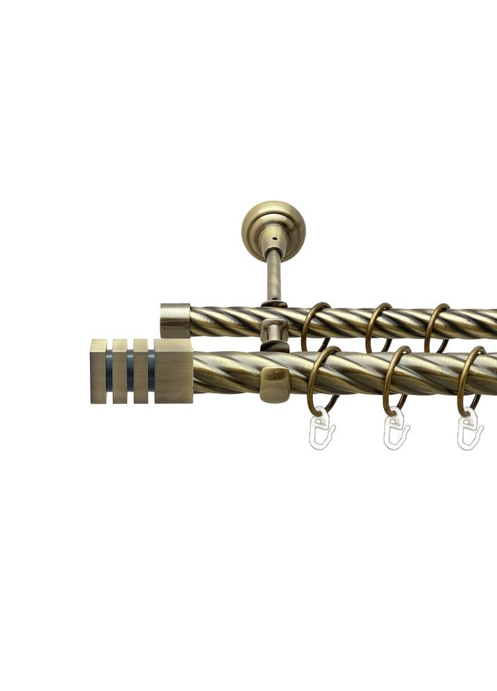 Карниз Акорда металевий дворядний відкритий скручена труба Антик 25\19 мм 160 см (00-00025752) ORVIT (300846125)