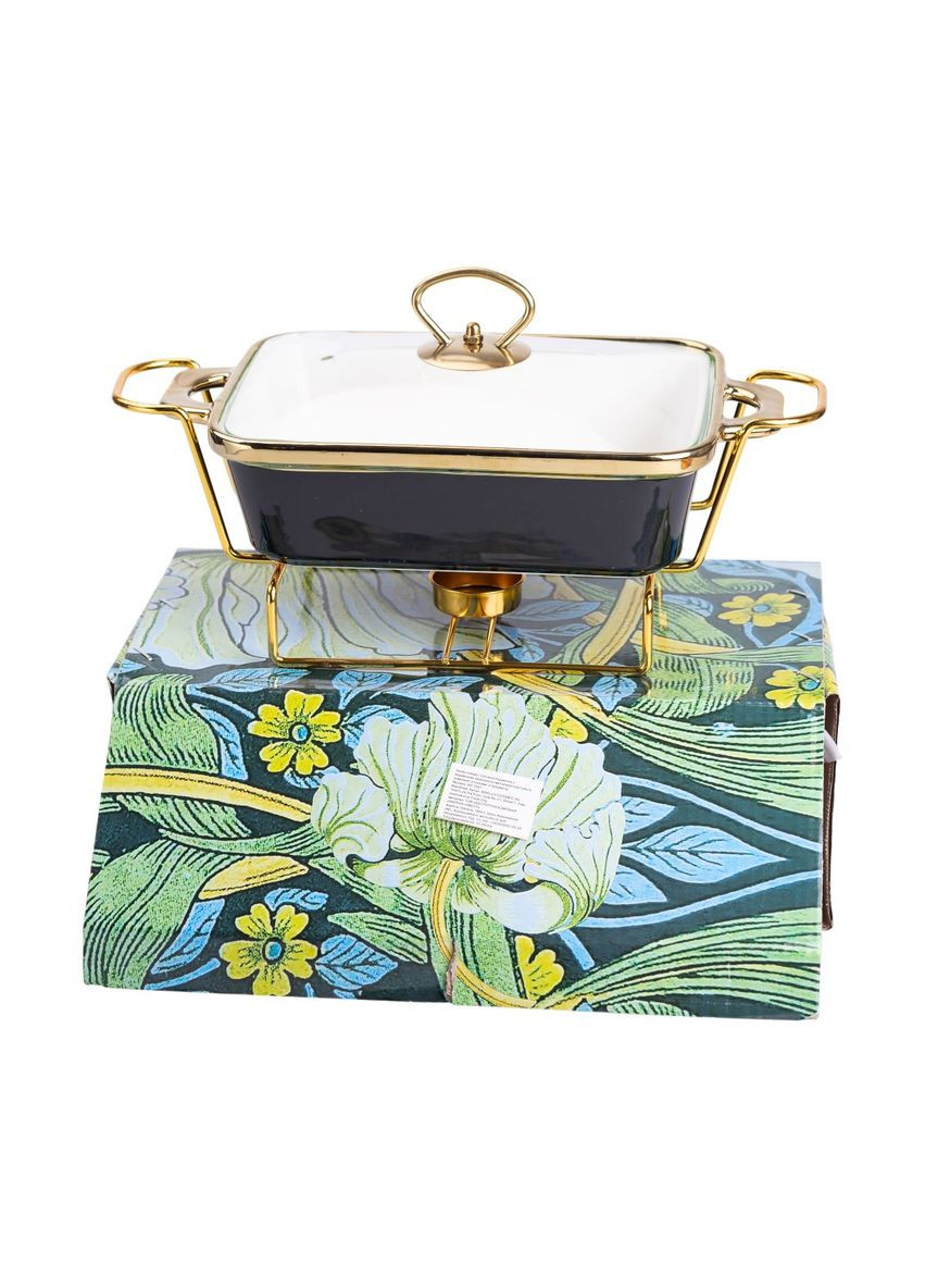 Мармітниця порцелянова прямокутна 1 л з підставкою та скляною кришкою, Yiwu (361678327)