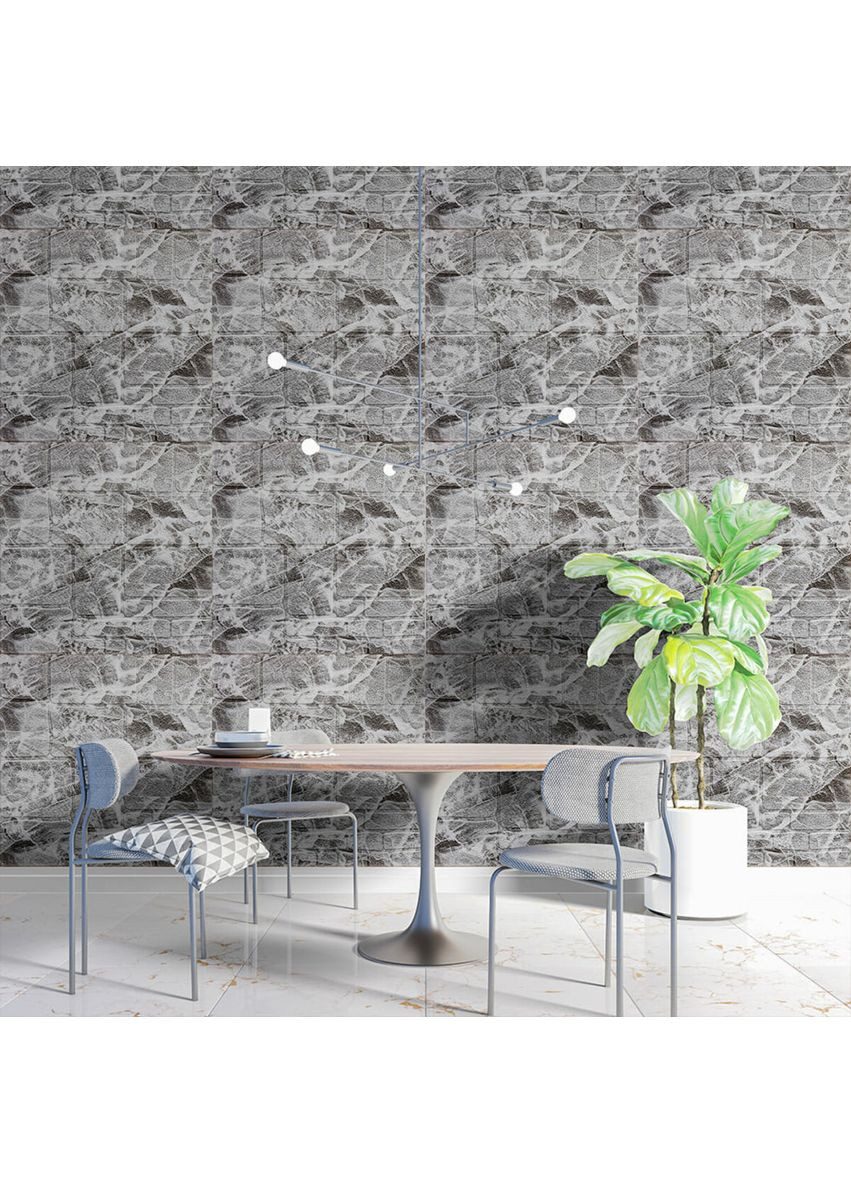 Самоклеющаяся декоративная 3D панель Камень черно-белый мрамор 700х700х7мм (154) SW-00000219 Sticker Wall (362094984)