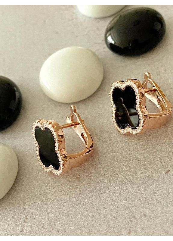 Позолочені Сережки "Конюшина" + Ланцюжок (Кольє) дов.40см-45см, дов.43см-49см. Позолота No Brand (364502962)