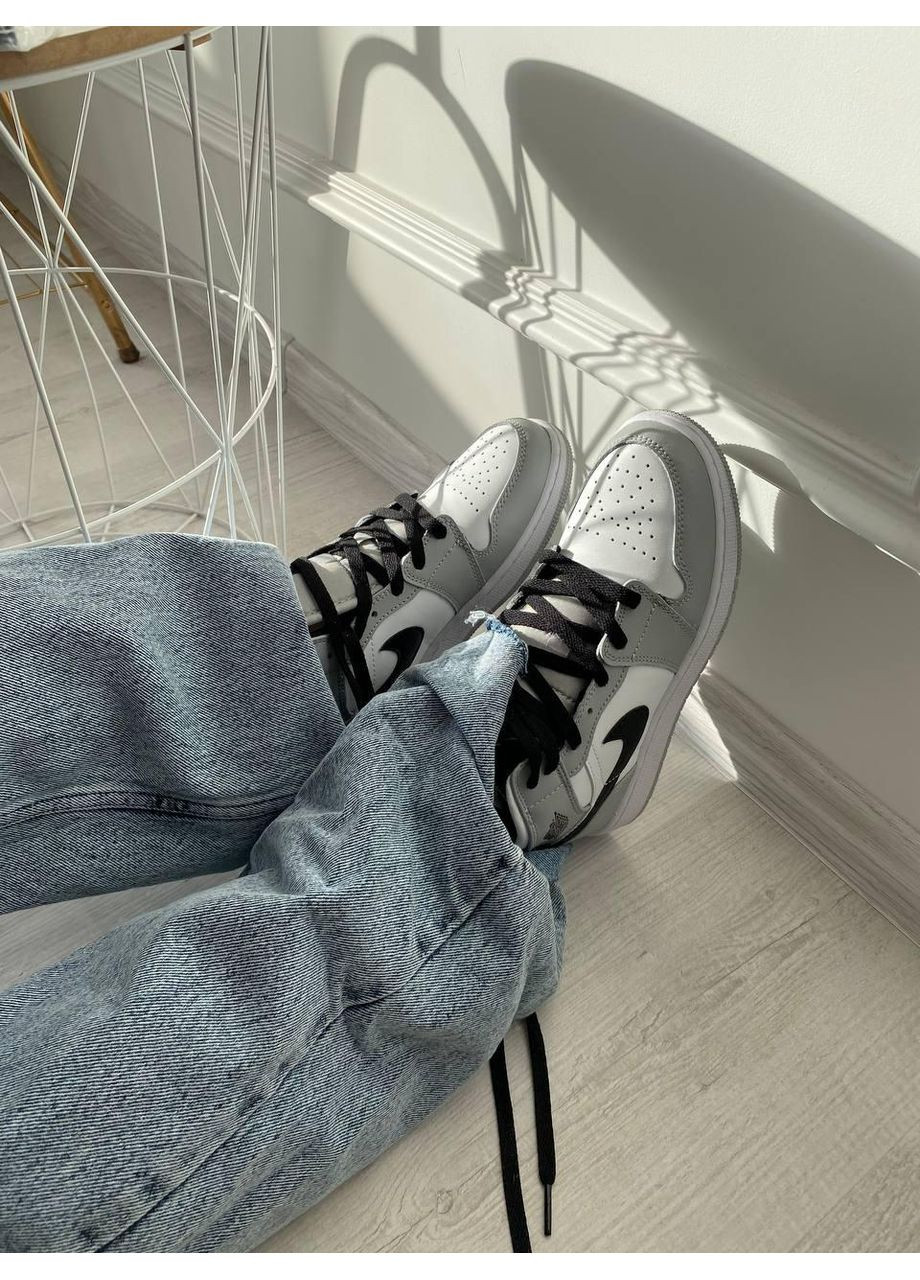 Серые демисезонные кроссовки мужские nike air jordan 1 retro mid smoke grey найк аир джордан No Brand