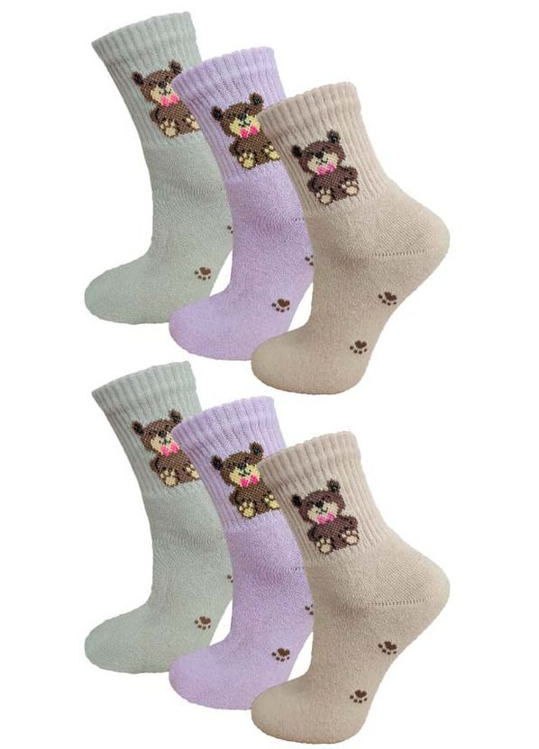 Комбіновані шкарпетки жіночі махрові з широкою гумкою 6 пар житомир ws 326/6 р.36-40 XTeam малюнки (353497273)
