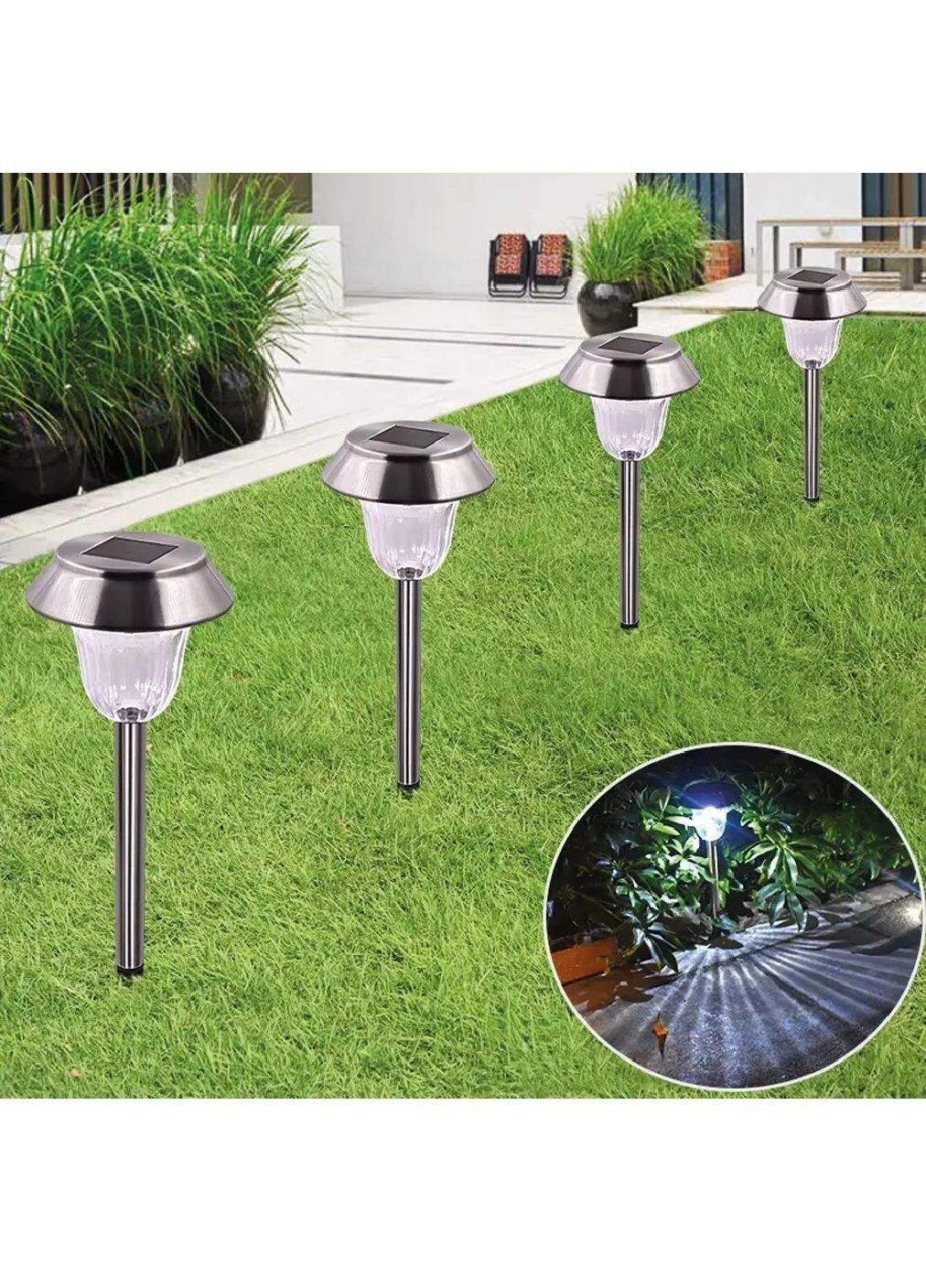 Садовий газонний вуличний декоративний світильник ліхтар з сутінковим датчиком на сонячній батареї 38 см (480688-Prob) Unbranded (340339398)