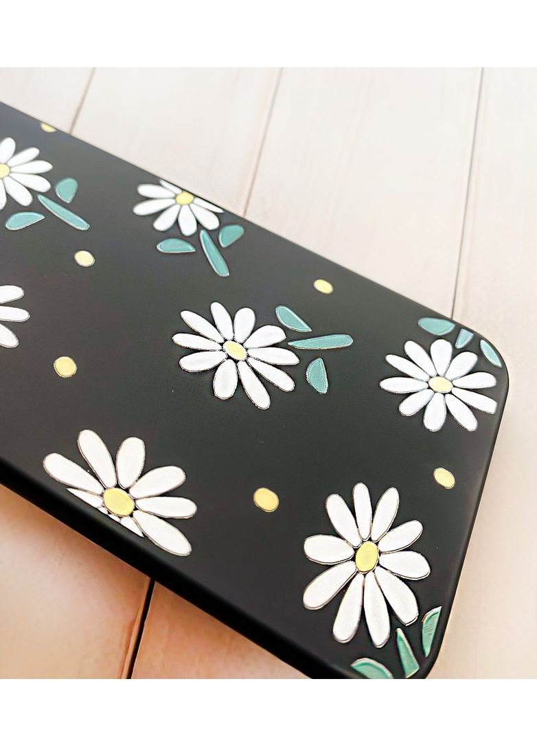 Матовий чорний чохол на Samsung Galaxy A35 (A356) Ромашки (принт 368) Creative (355395916)