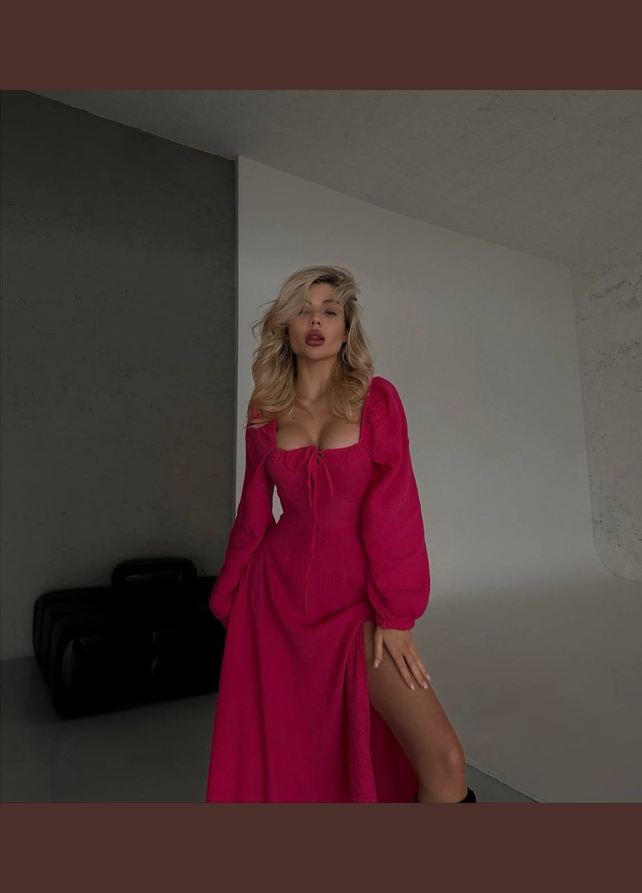 Рожева жіноче плаття з мусліну колір малина р.46/48 452643 New Trend