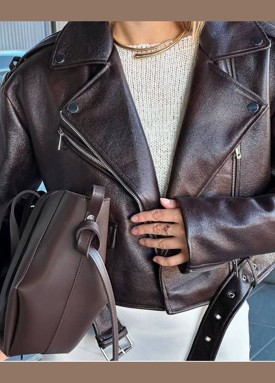 Коричневая куртка-косуха No Brand