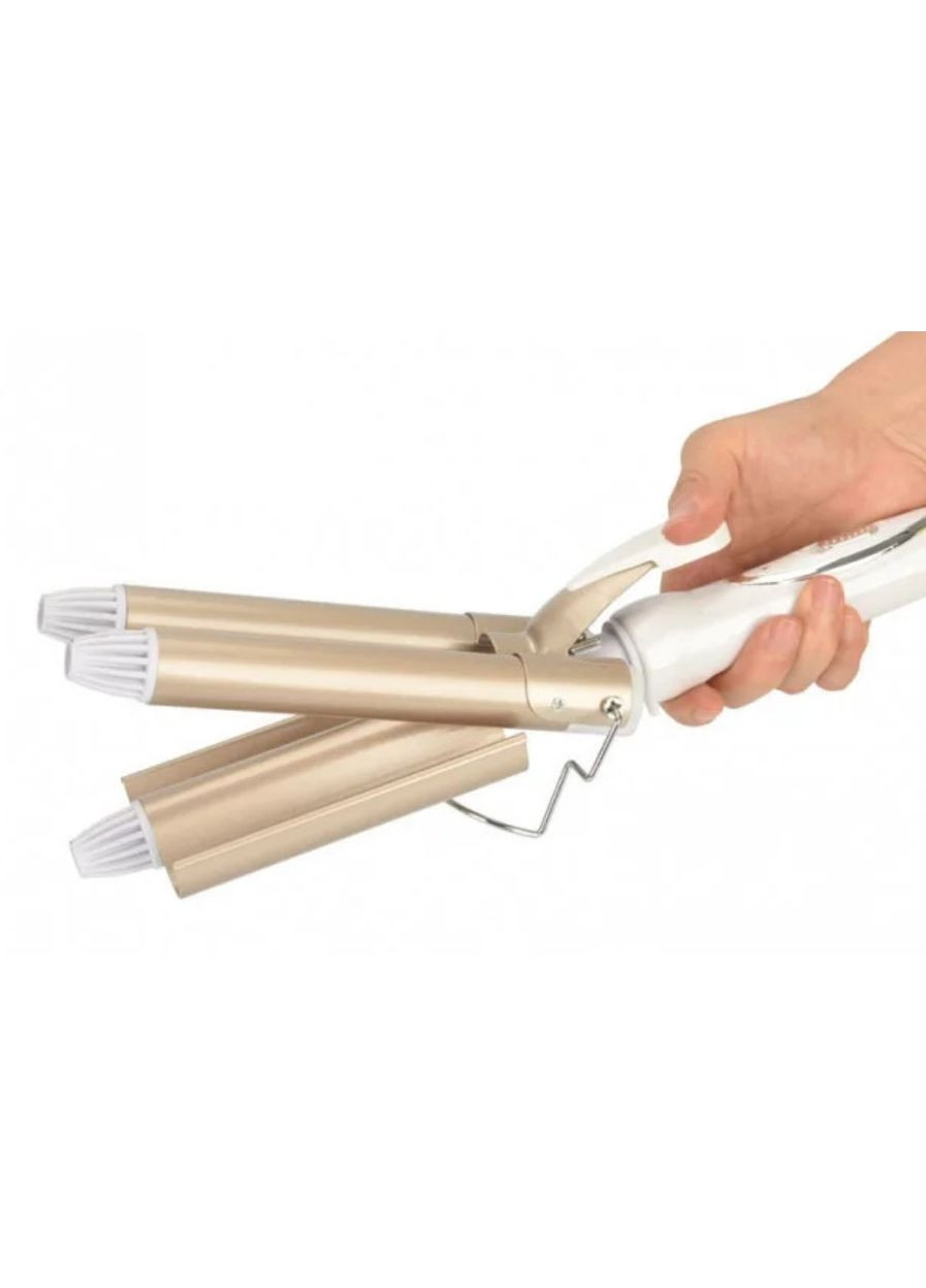 Потрійна плойка для укладання волосся White/Gold (1756374681) Kemei JFQ-KM-1010 (331863814)