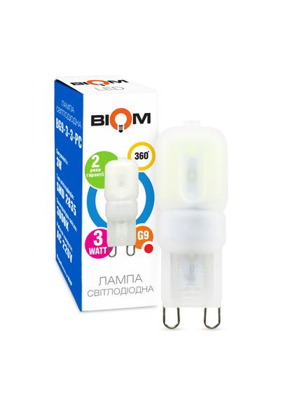 Светодиодная лампа G9 3W 2835 PC 3000K AC220 BIOM (370249504)