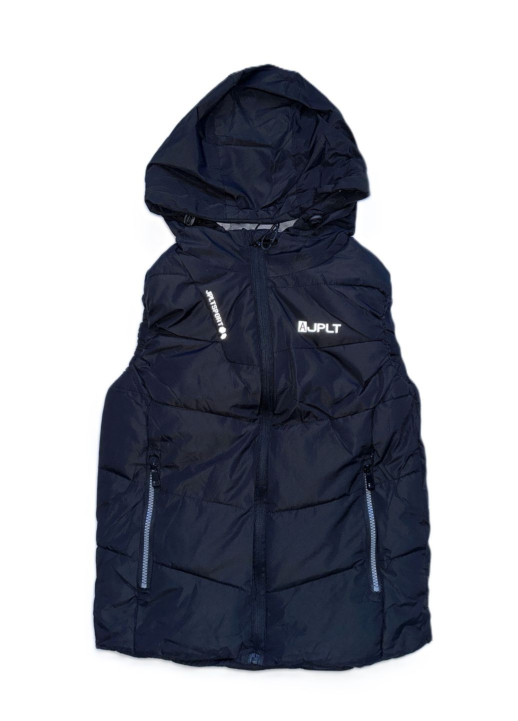 Жилет (безрукавка) чорний для хлопця з капюшоном JPLT (304402144)