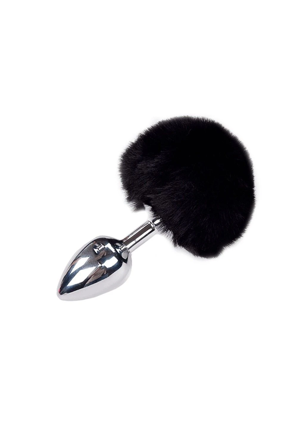 Металлическая анальная пробка Кроличий хвостик Fluffy Plug M Black, диаметр 3,4 см Alive (293246133)