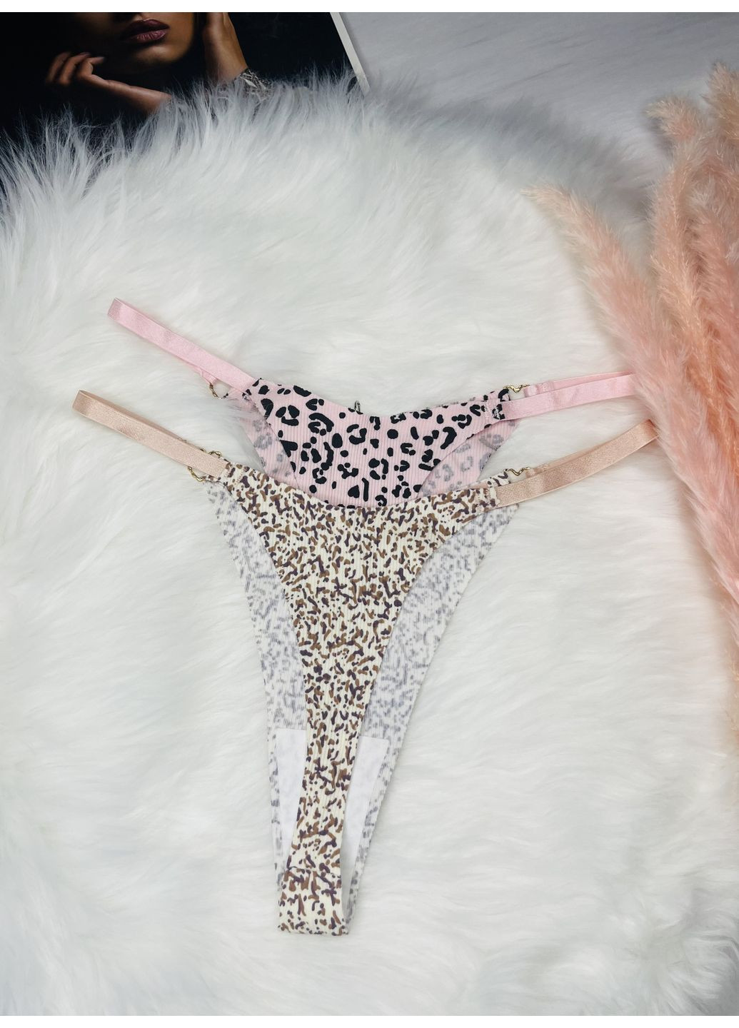 Трусики стринги набор 2 шт. бесшовные в рубчик. Vimerlea's spring (354820874)