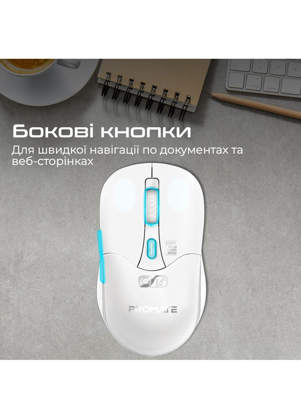 Мышь беспроводная Samo White Promate (370617945)