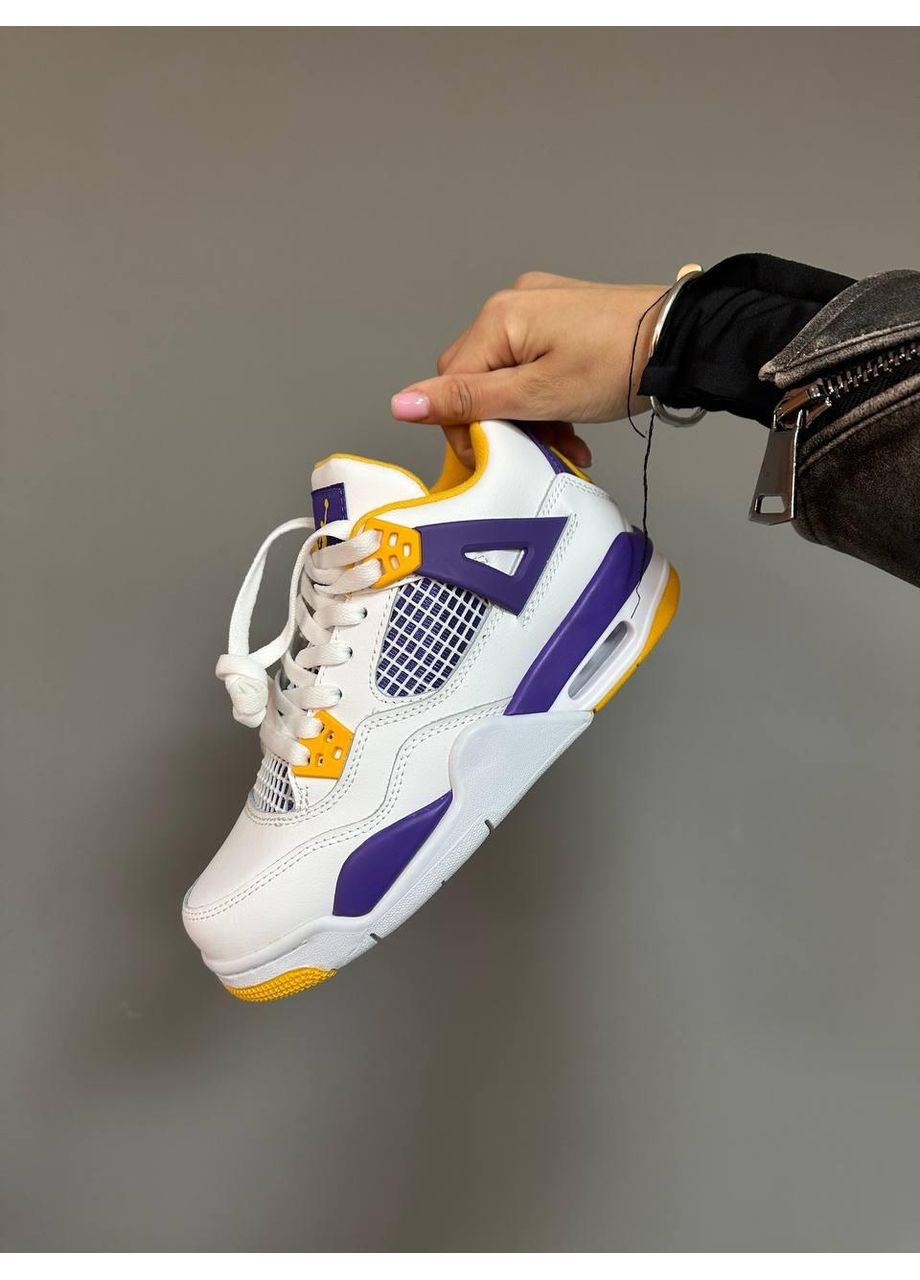 Білі Осінні кросівки чоловічі nike air jordan retro 4 lakers найк аір джордан No Brand