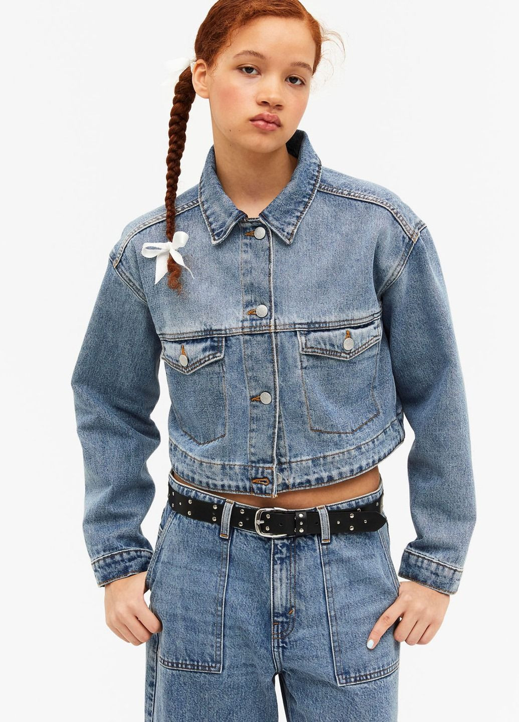 Голубая демисезонная джинсовая куртка Monki