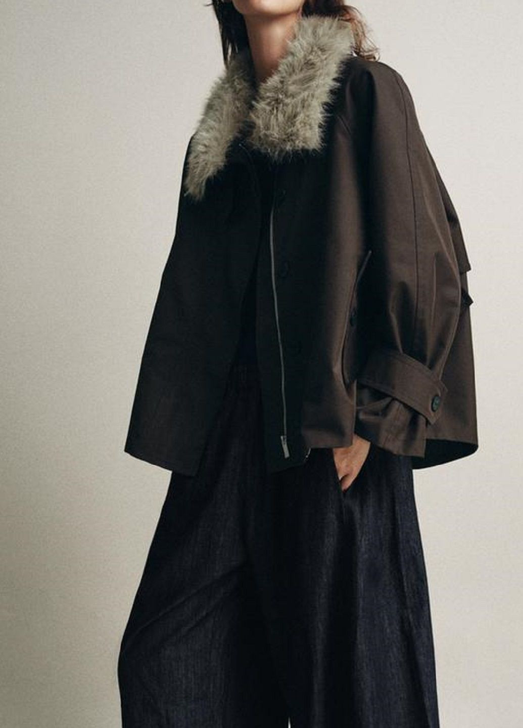 Коричневая демисезонная куртка Zara