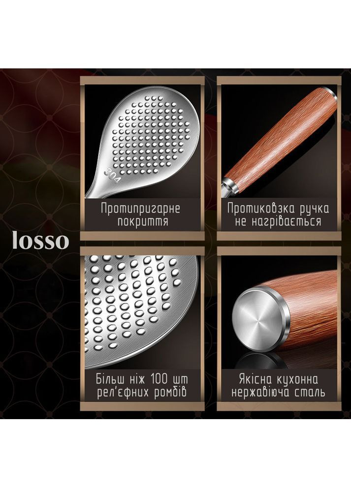 Кухонный набор из трех предметов с деревянной ручкой (венчик, ложка, рыбочистка) Losso RW (367984482)