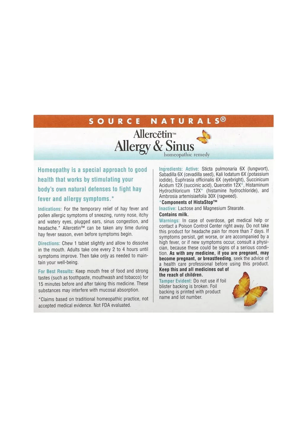 Оригінал! Allercetin™ Allergy & Sinus - 48 tabs (Пошкоджена упаковка) Source Naturals (397585644)