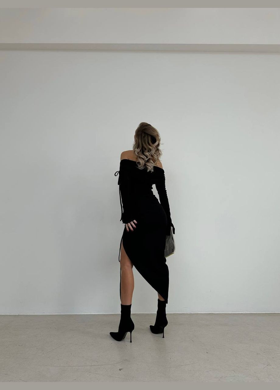 Чорна жіноча сукня міді в рубчик колір чорний р.42/44 448759 New Trend