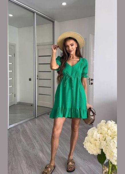 Зеленое женское муслиновое платье короткое зеленое You Best