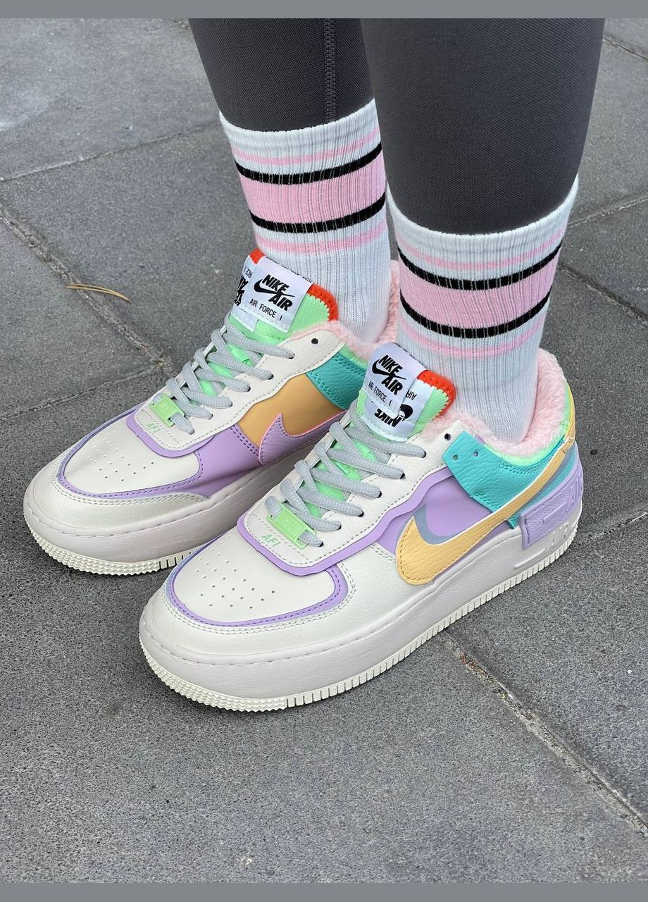 Кросівки зимові жіночі Nike Air Force 1 Shadow winter beige fur | Найк Аір Форс 1 Шедов бежеві з хутром No Brand бежеві зими (309006091)