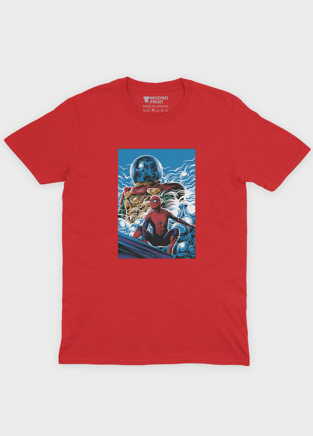 Червона демісезонна футболка для хлопчика з принтом супергероя - людина-павук (ts001-1-sre-006-014-062-b) Modno