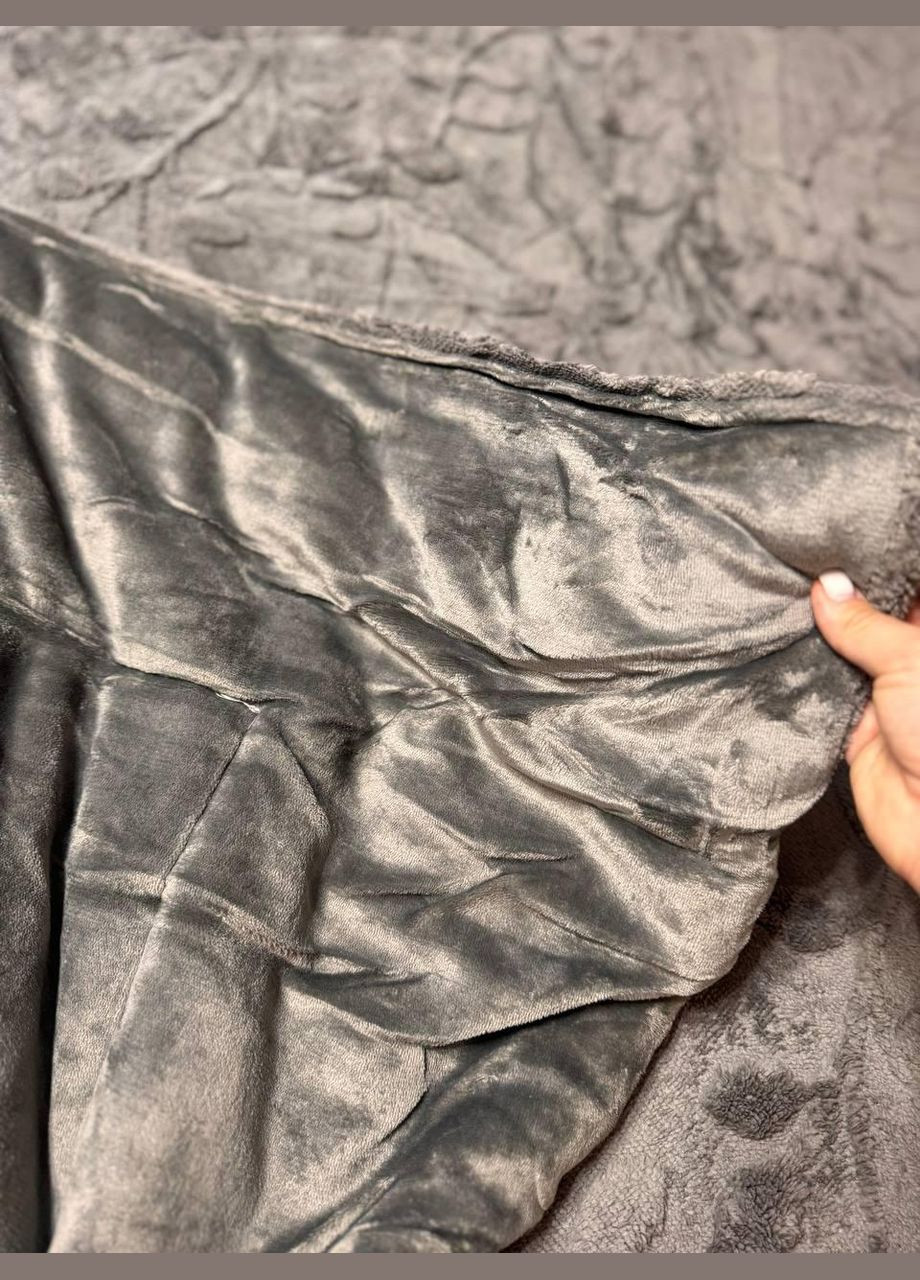 Покривало стьобане мікрофібра велюр двостороннє 200х230 см Графітовий (П4К-Al-pled-kovdra-001-05) No Brand (308755120)